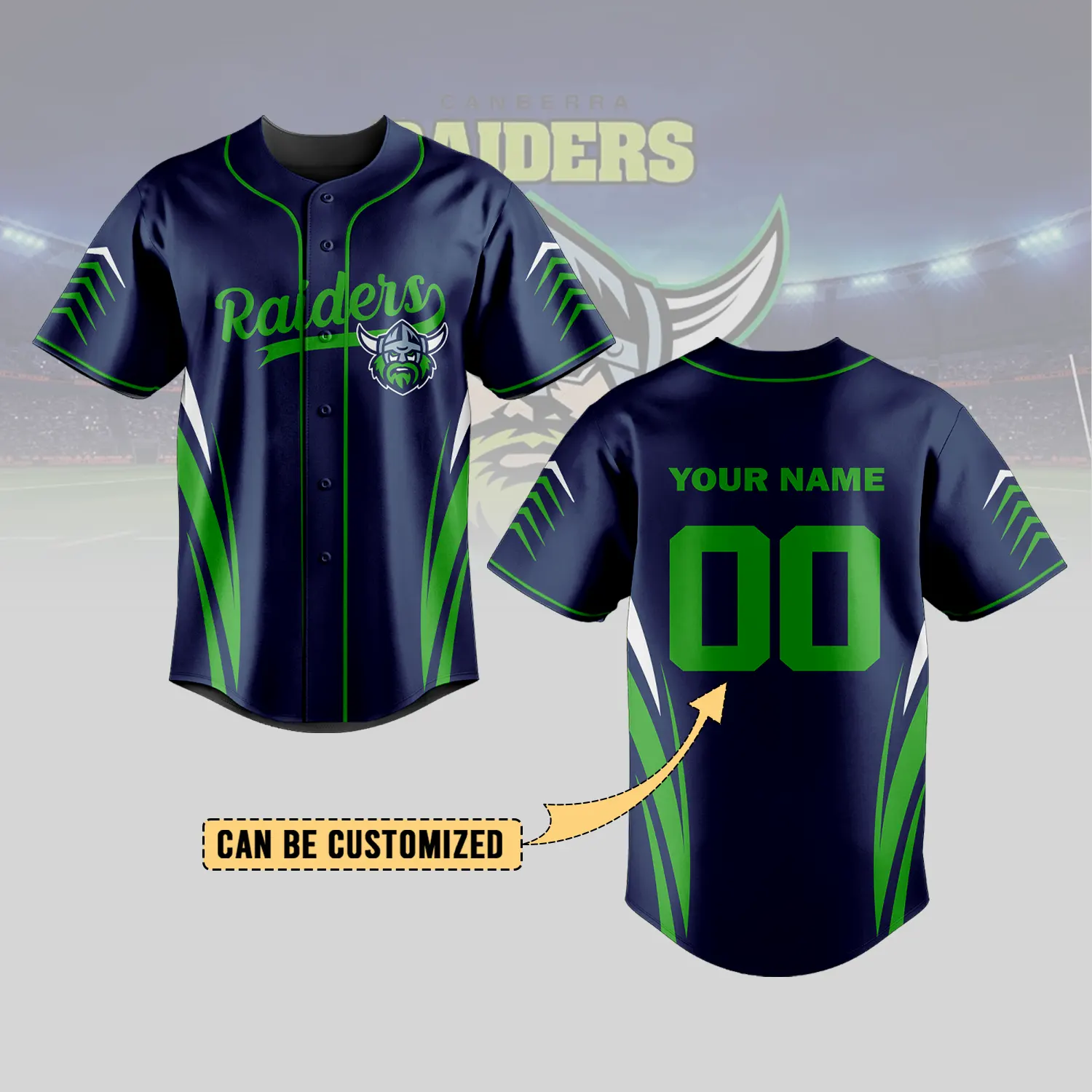 Auspiritmerch  Canberra Raiders Personalized Baseball Jersey Gifts For Fans