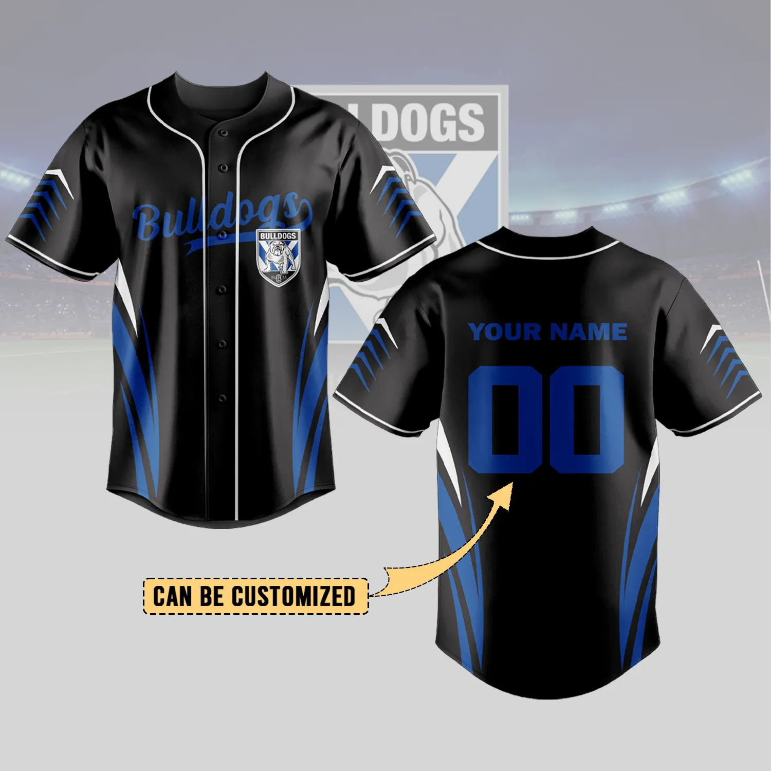 Auspiritmerch  Canterbury-Bankstown Bulldogs Personalized Baseball Jersey Gifts For Fans