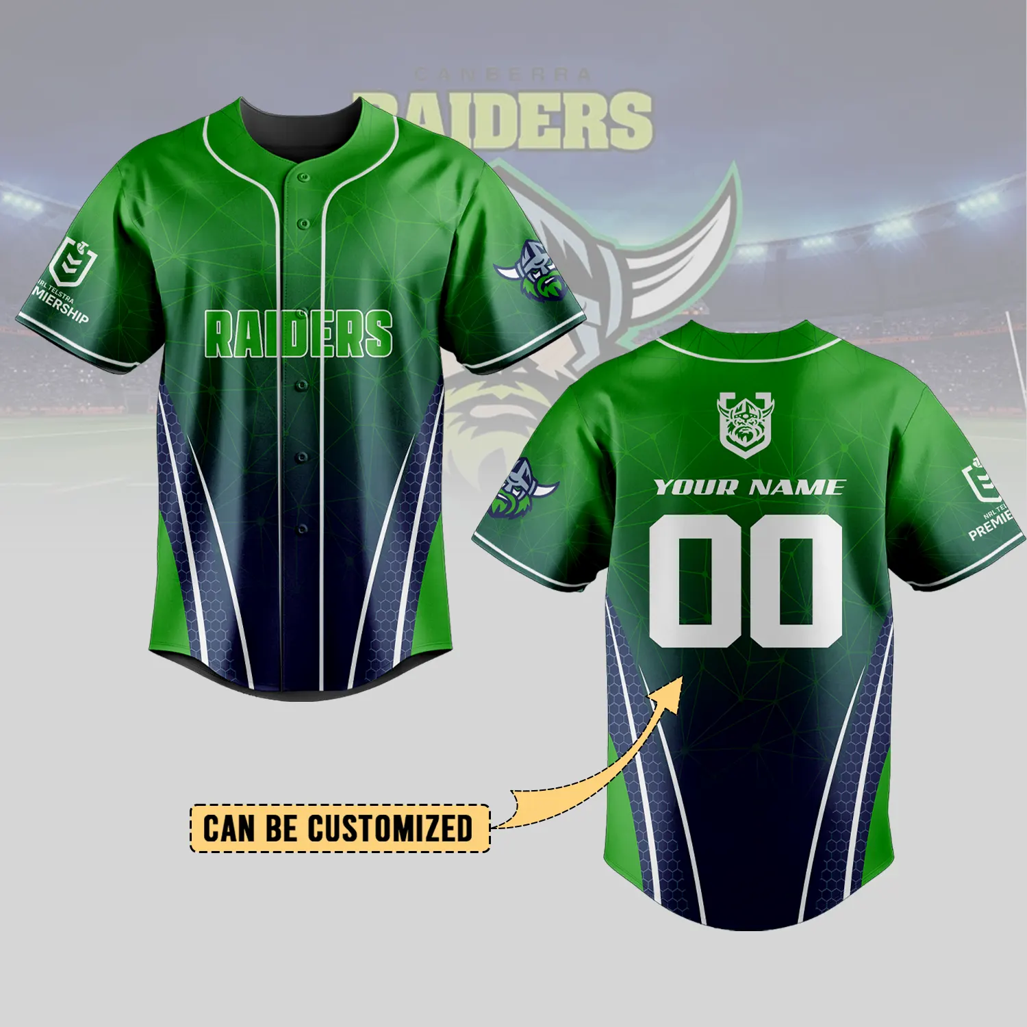 Auspiritmerch  Canberra Raiders Personalized Baseball Jersey Gifts For Fans