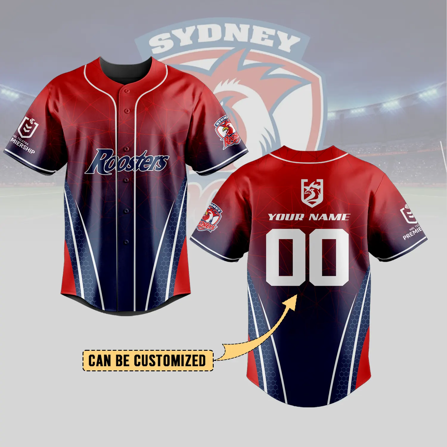 Auspiritmerch  Sydney Roosters Personalized Baseball Jersey Gifts For Fans