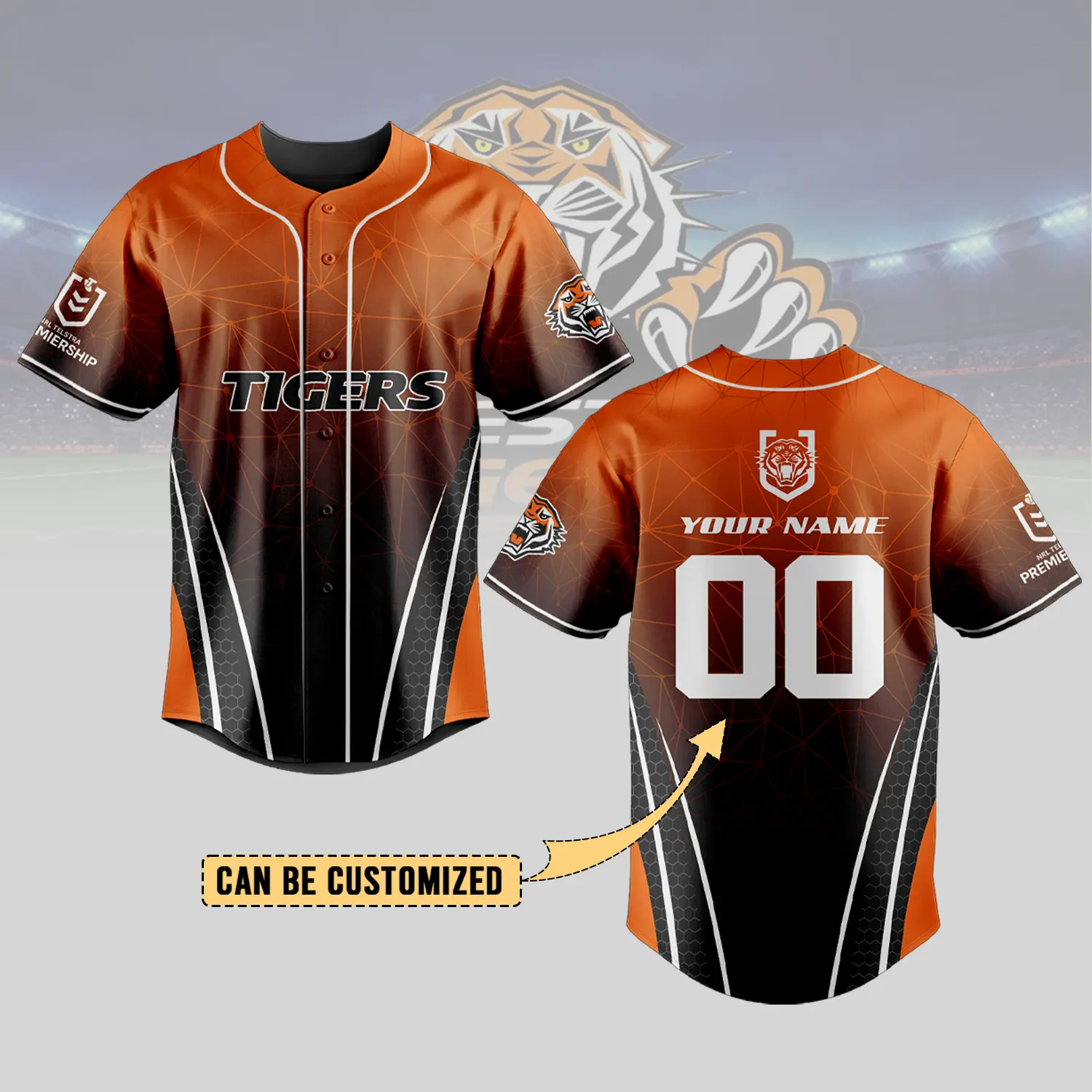 Auspiritmerch  Wests Tigers Personalized Baseball Jersey Gifts For Fans