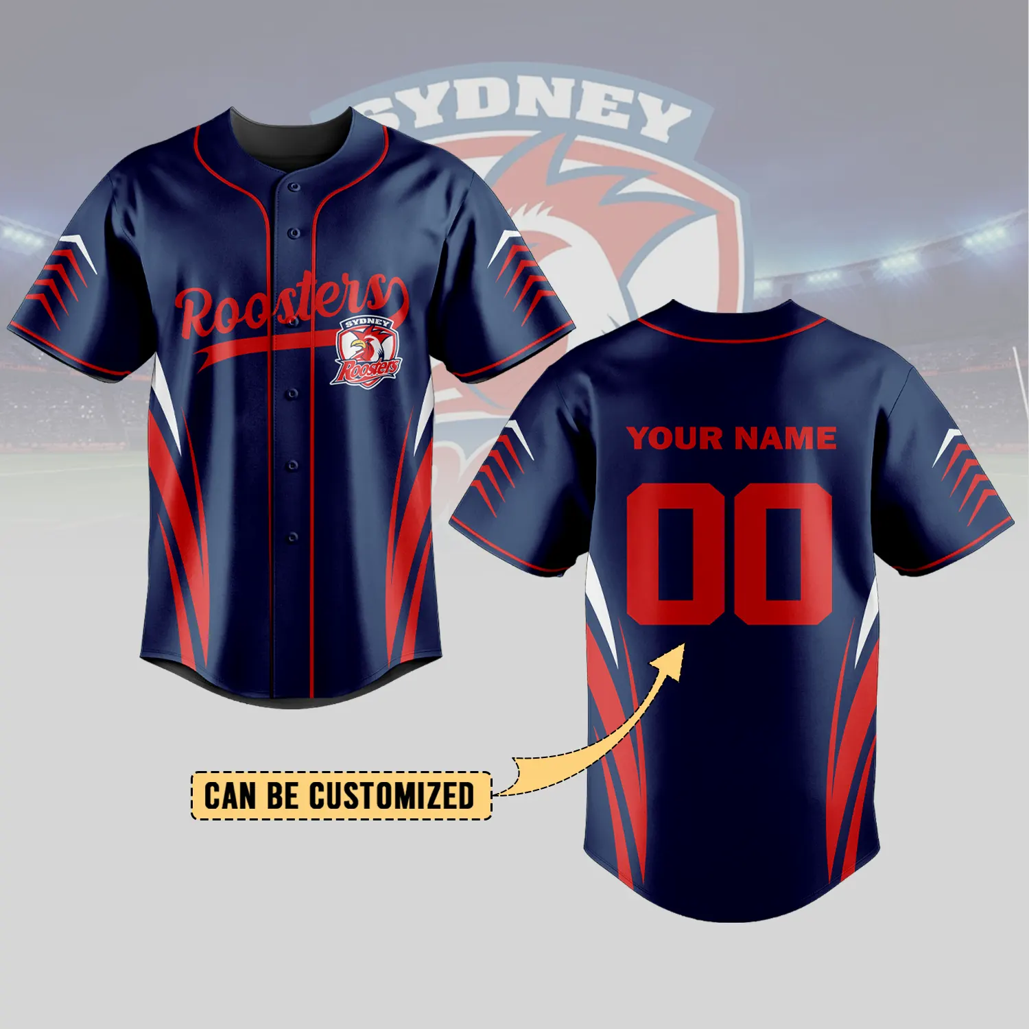 Auspiritmerch  Sydney Roosters Personalized Baseball Jersey Gifts For Fans