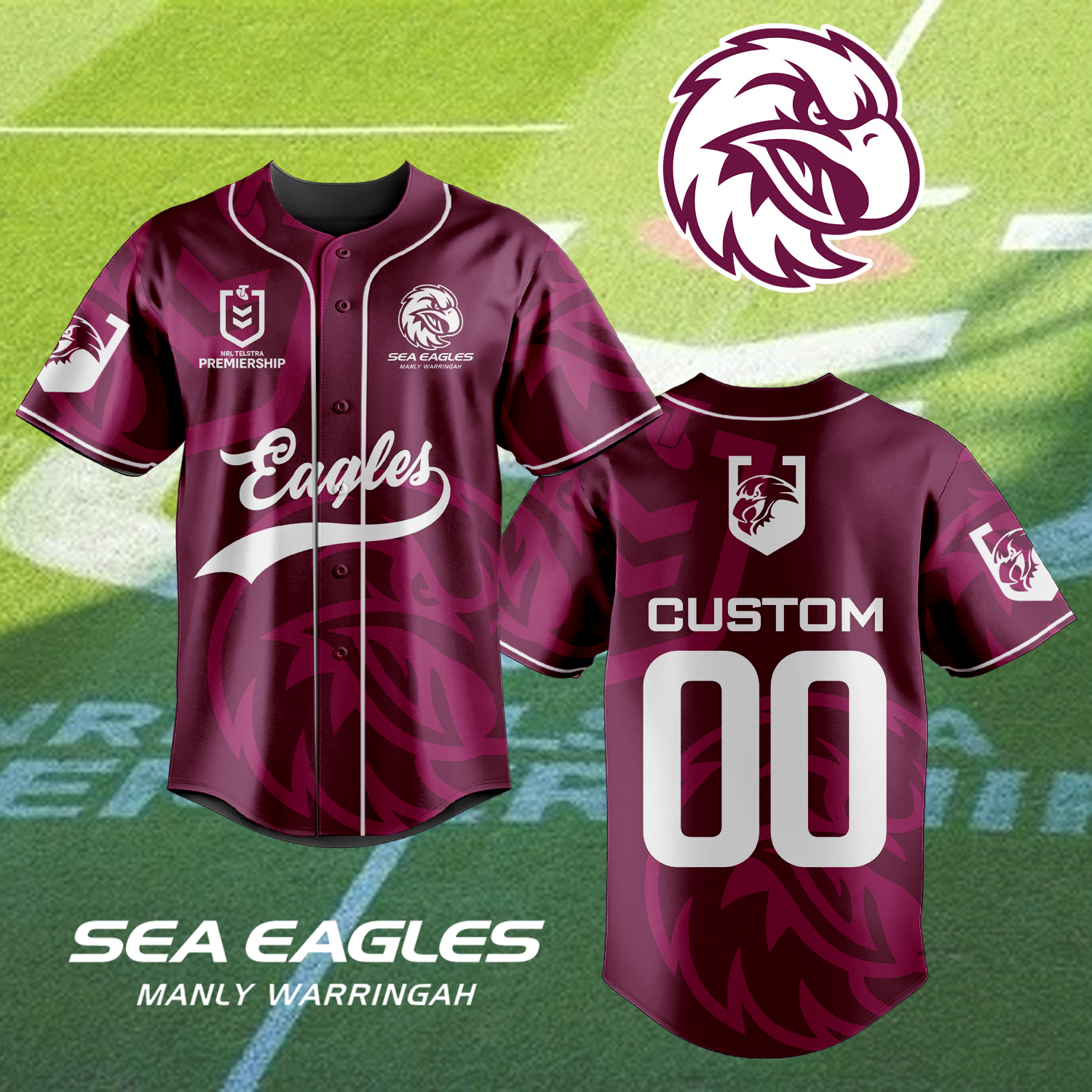 Auspiritmerch Manly Warringah Sea Eagles Personalized Baseball Jersey Gift For Fans