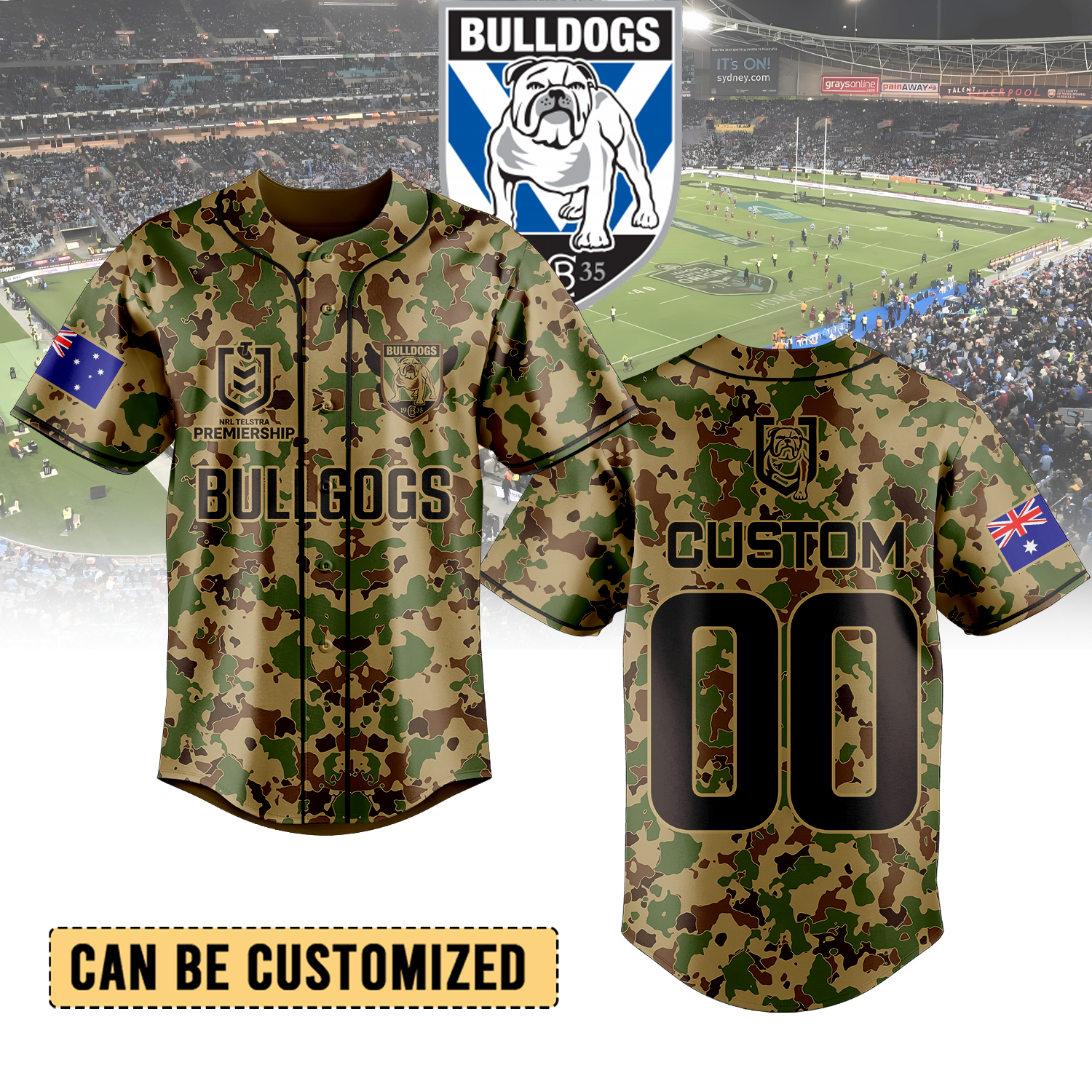 Auspiritmerch Canterbury-Bankstown Bulldogs Personalized Baseball Jersey Gifts For Fans