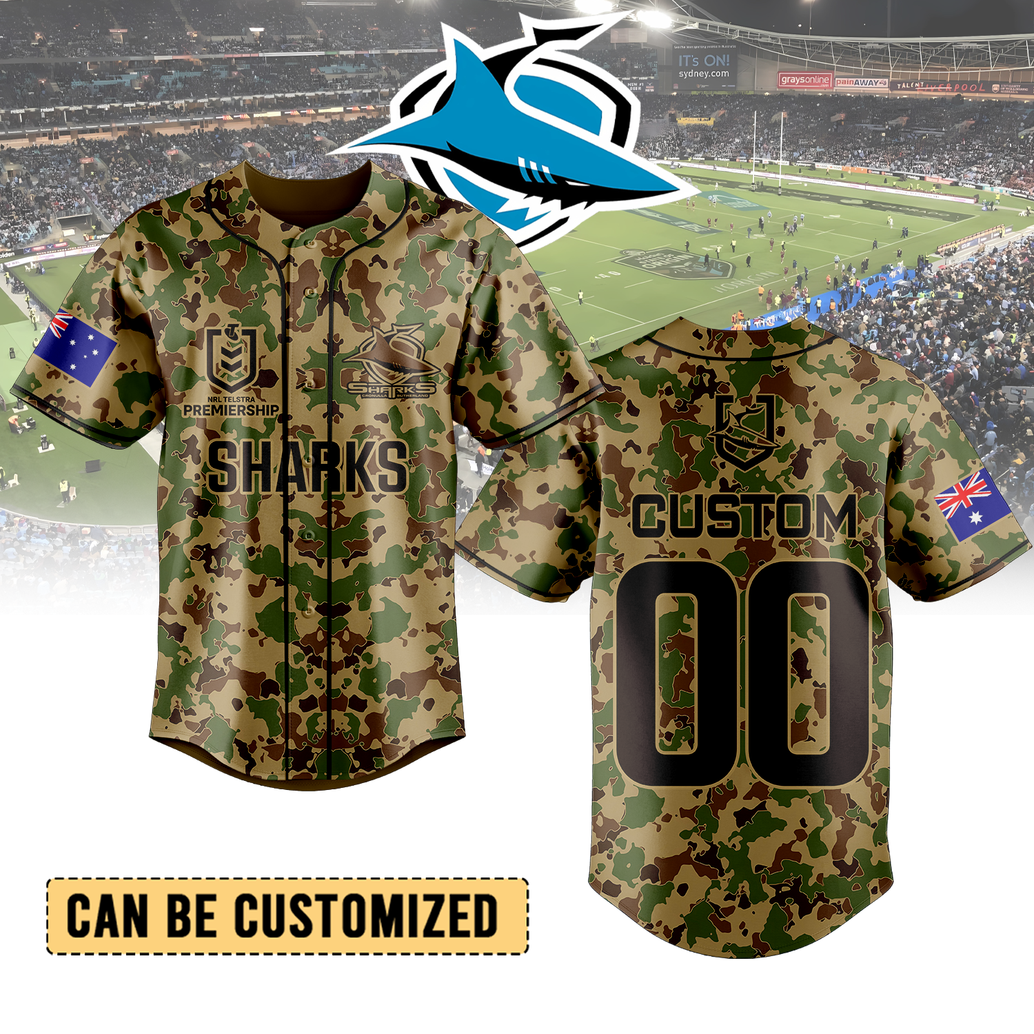 Auspiritmerch Cronulla-Sutherland Sharks Personalized Baseball Jersey Gifts For Fans