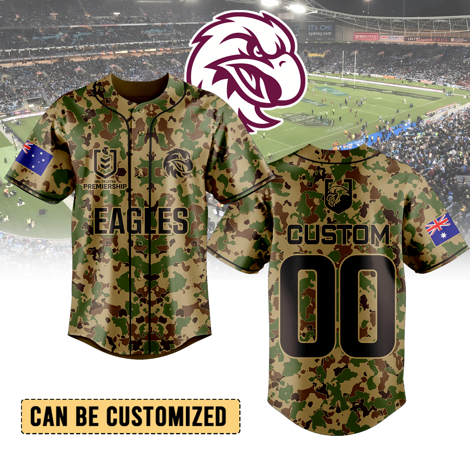 Auspiritmerch Manly Warringah Sea Eagles Personalized Baseball Jersey Gifts For Fans