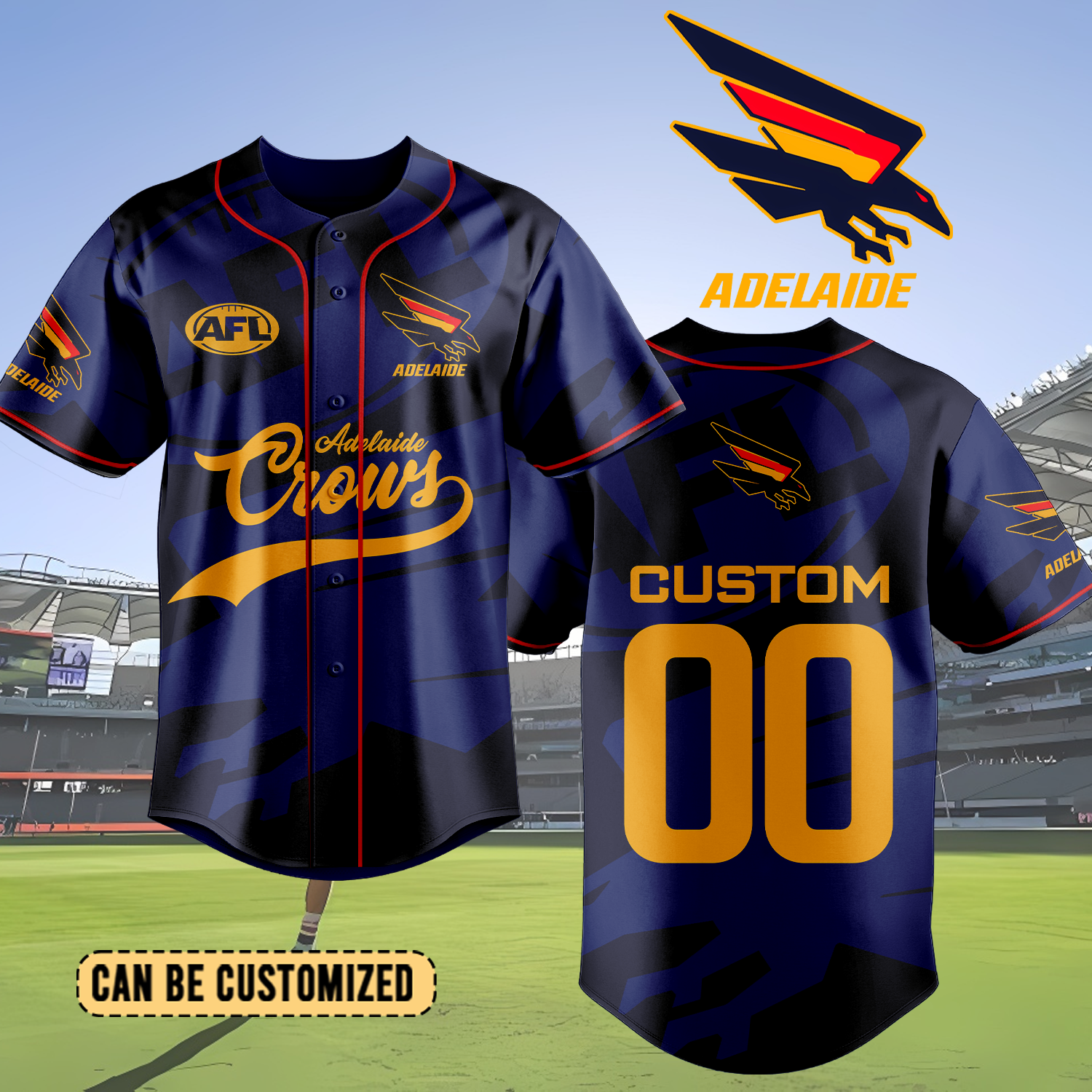 Auspiritmerch Adelaide Crows Personalized Baseball Jersey Gift For Fans