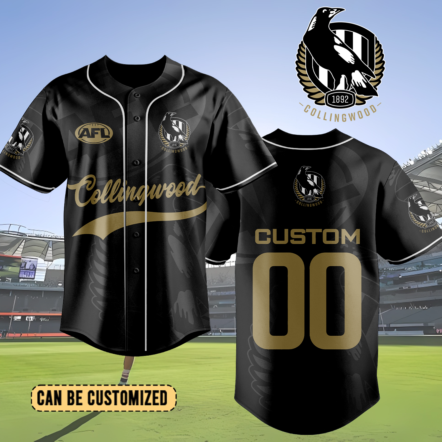 Auspiritmerch Collingwood Magpies Personalized Baseball Jersey Gift For Fans