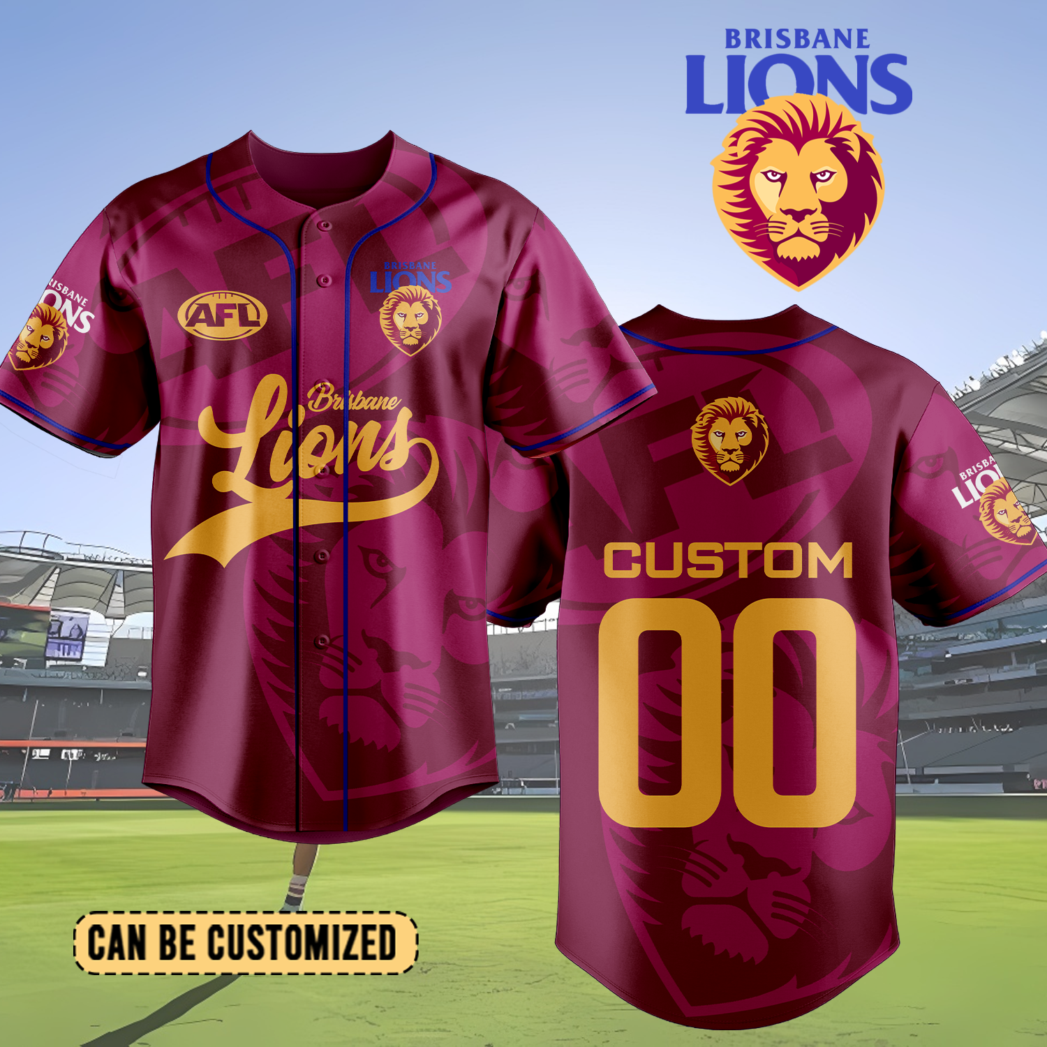Auspiritmerch Brisbane Lions Personalized Baseball Jersey Gift For Fans