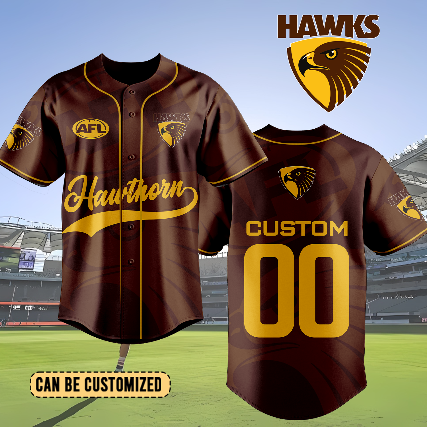 Auspiritmerch Hawthorn Hawks Personalized Baseball Jersey Gift For Fans