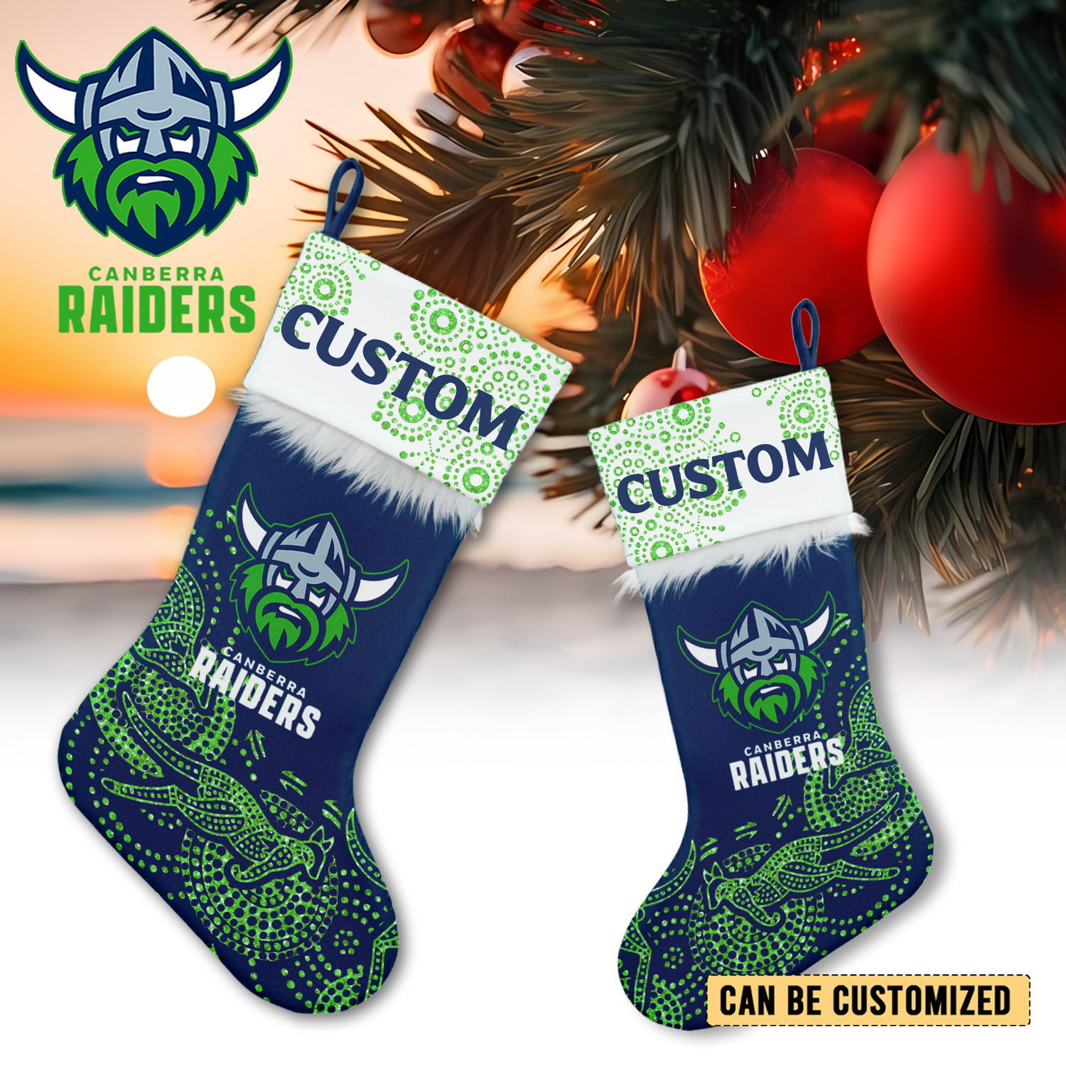 Auspiritmerch Canberra Raiders Personalized Christmas Stockings Gift For Fan