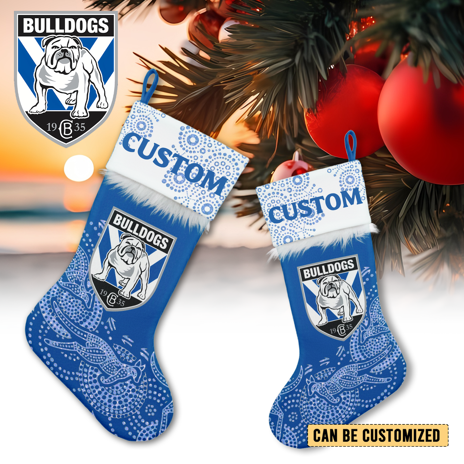 Auspiritmerch Canterbury-Bankstown Bulldogs Personalized Christmas Stockings Gift For Fan