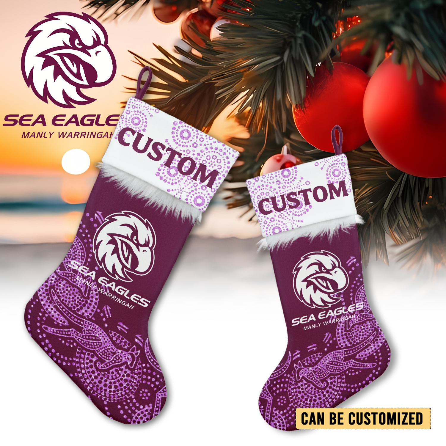 Auspiritmerch Manly Warringah Sea Eagles Personalized Christmas Stockings Gift For Fan