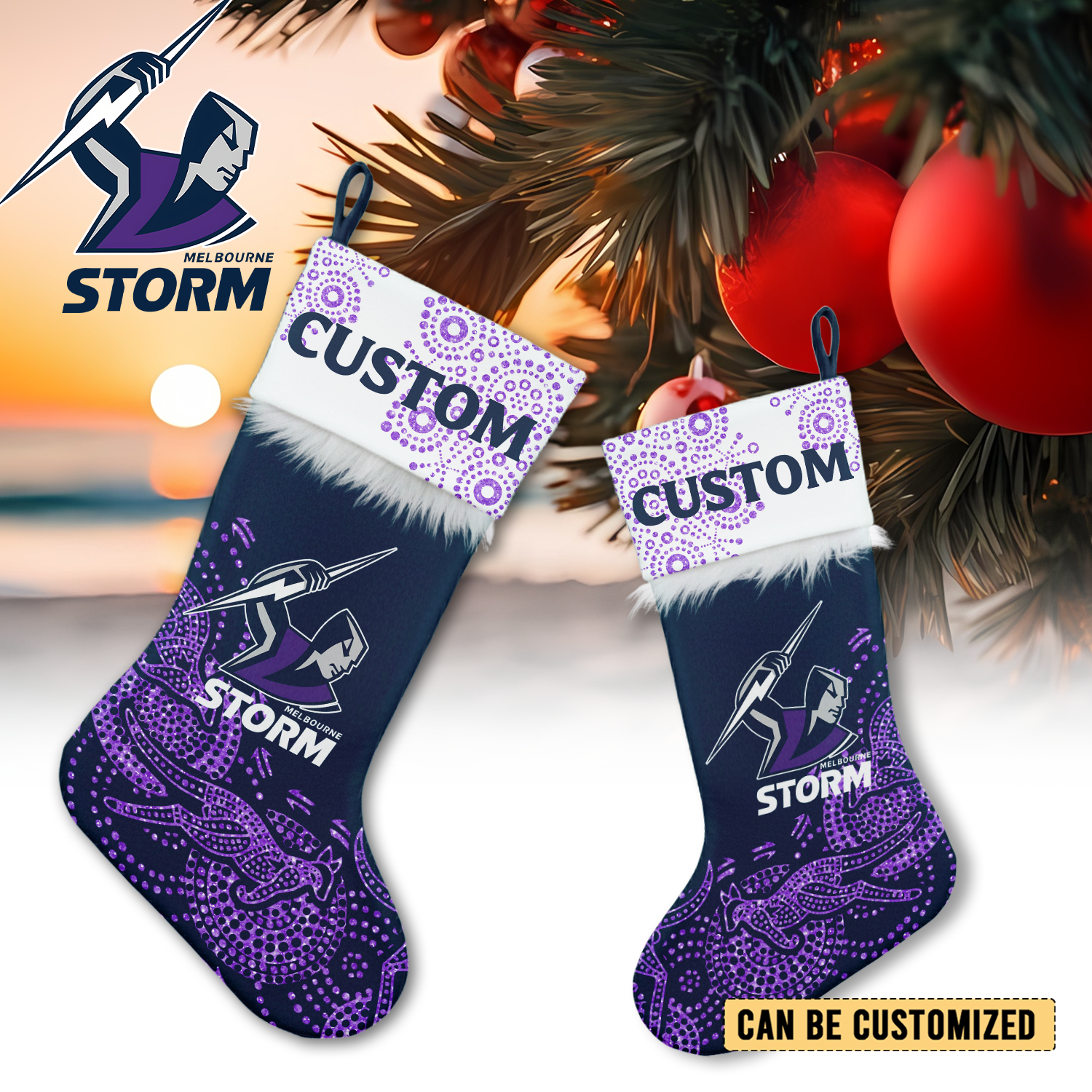 Auspiritmerch Melbourne Storm Personalized Christmas Stockings Gift For Fan