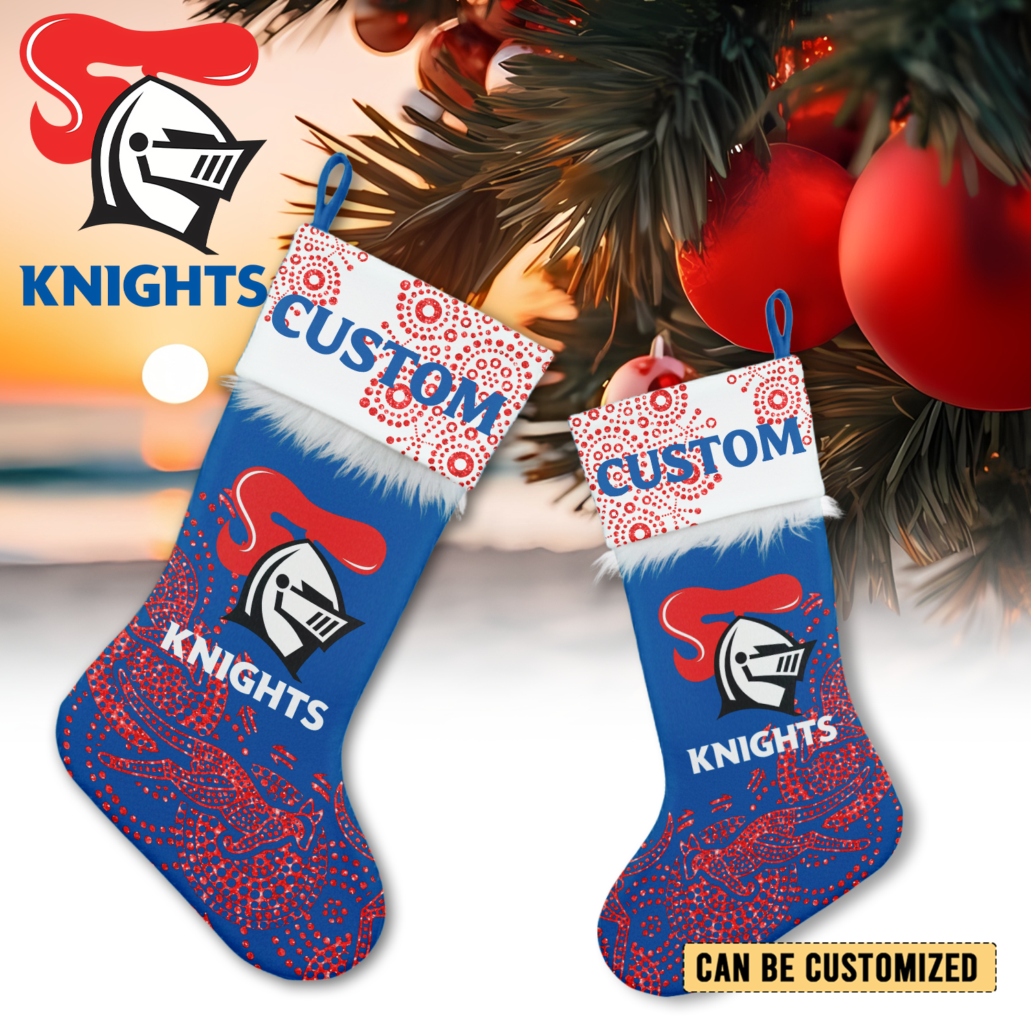 Auspiritmerch Newcastle Knights Personalized Christmas Stockings Gift For Fan