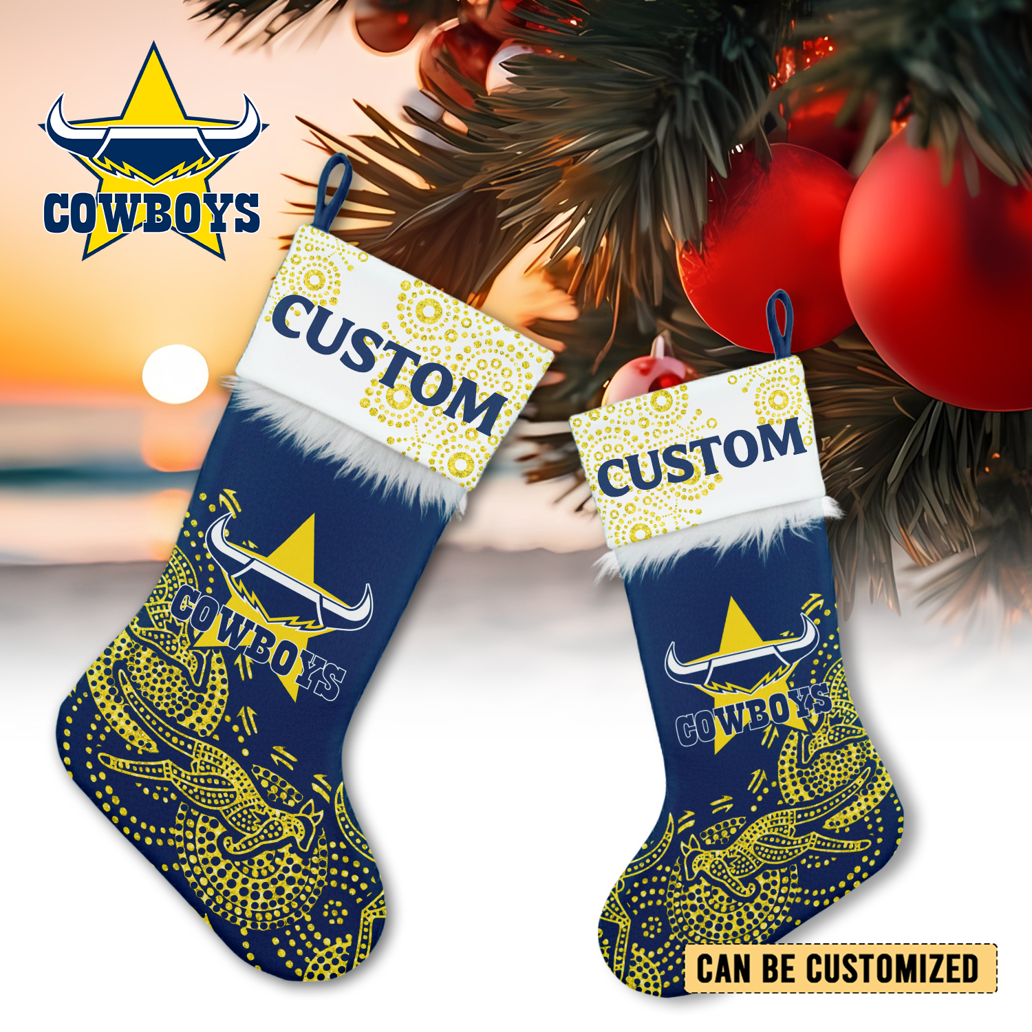 Auspiritmerch North Queensland Cowboys Personalized Christmas Stockings Gift For Fan