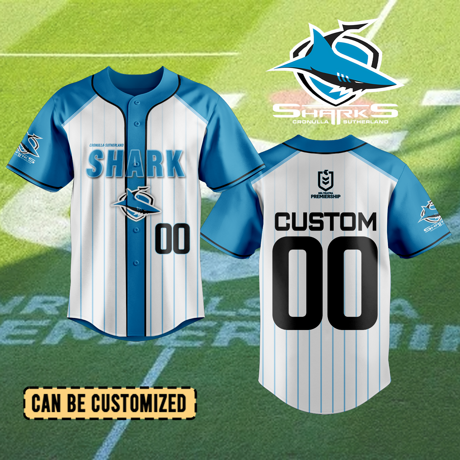 Auspiritmerch Cronulla-Sutherland Sharks Personalized Baseball Jersey Gifts For Fans