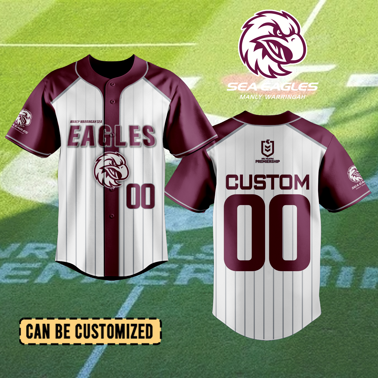 Auspiritmerch Manly Warringah Sea Eagles Personalized Baseball Jersey Gifts For Fans