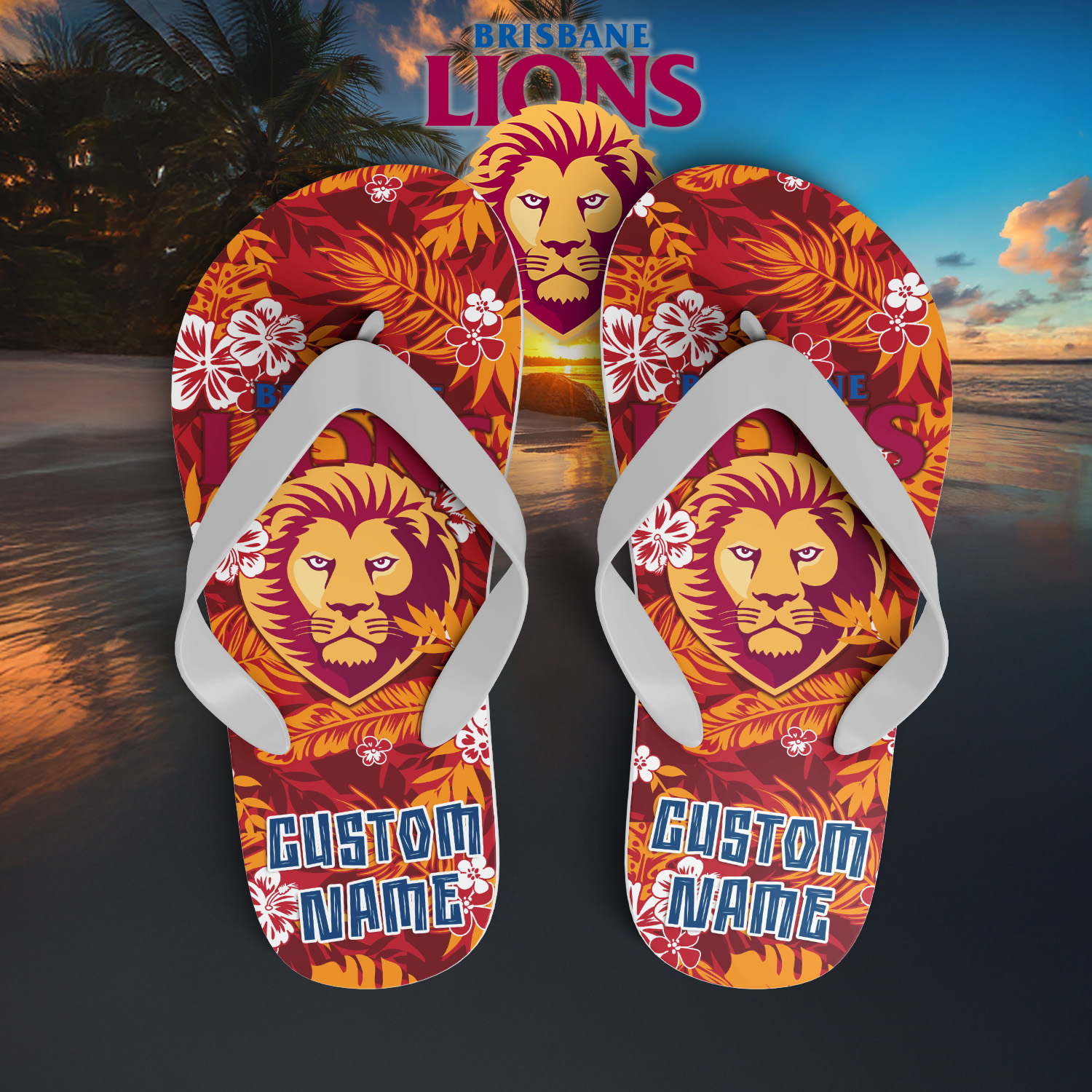 Auspiritmerch Brisbane Lions Personalized Flip Flops Gift For Fans