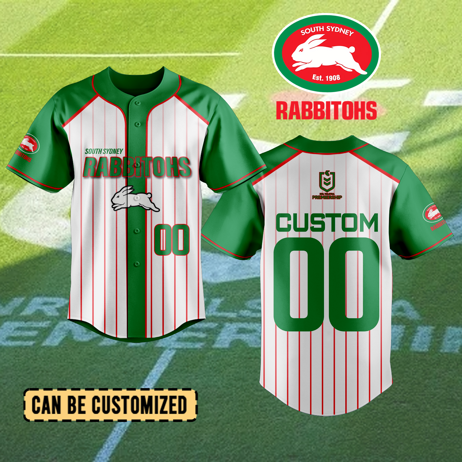 Auspiritmerch South Sydney Rabbitohs Personalized Baseball Jersey Gifts For Fans