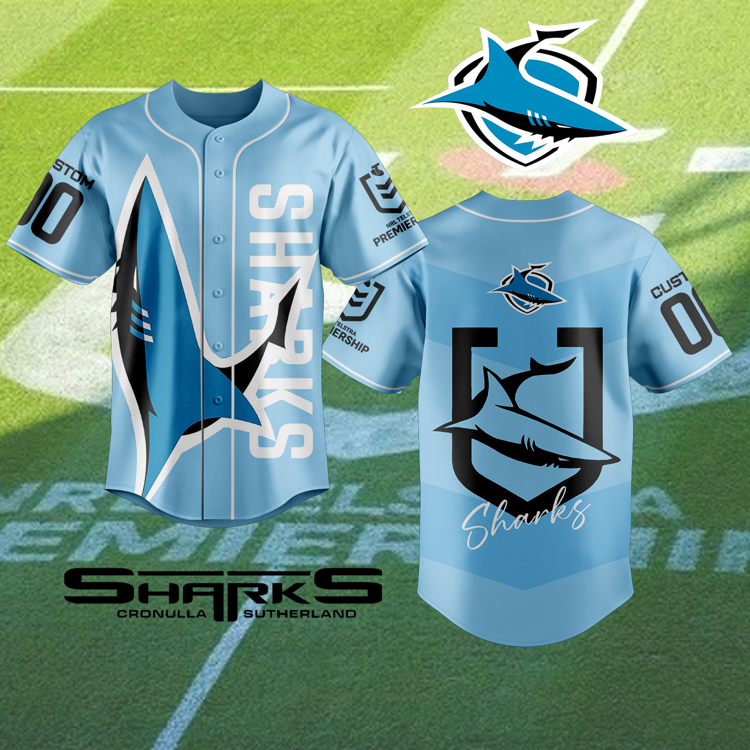 Auspiritmerch Cronulla-Sutherland Sharks Personalized Baseball Jersey Gifts For Fans