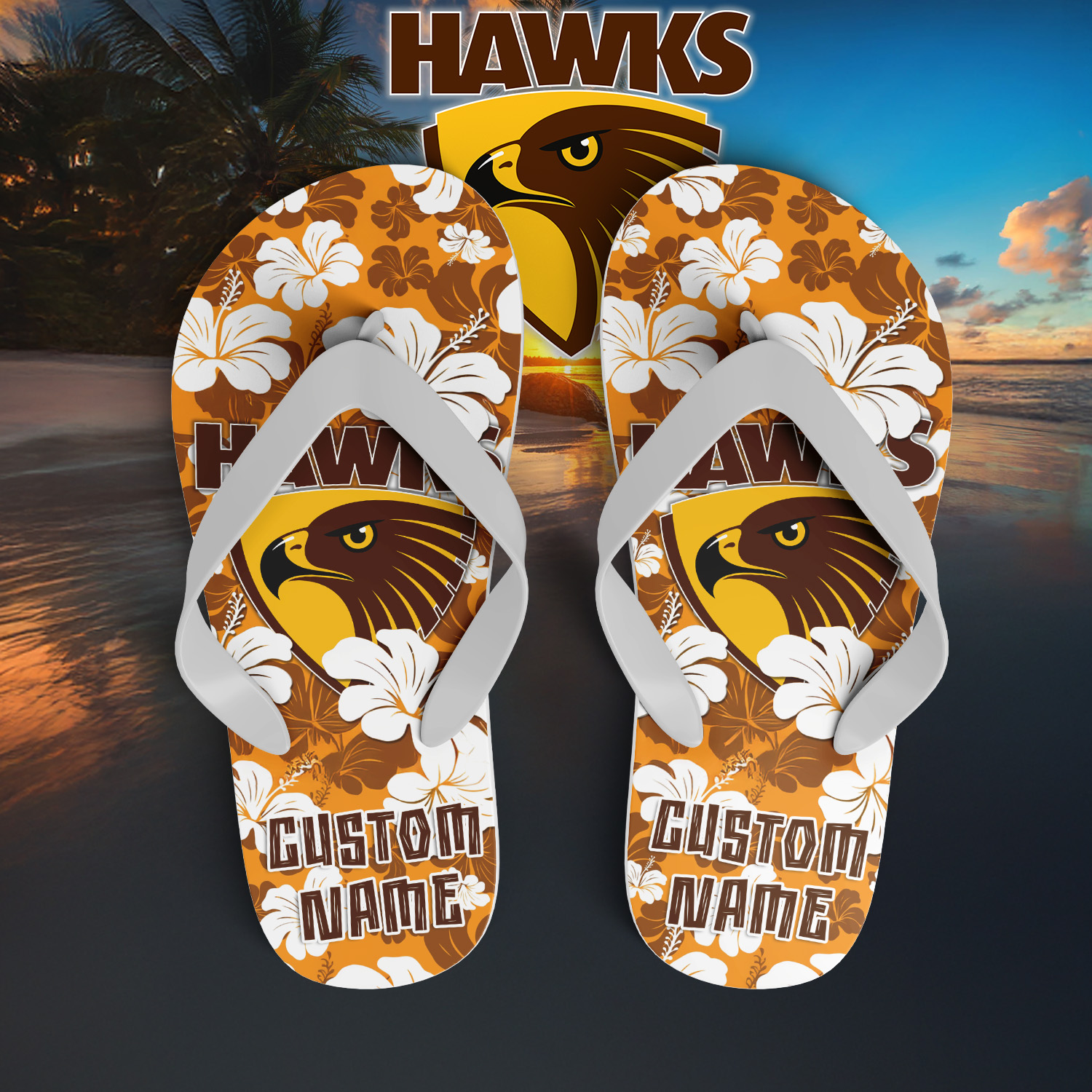 Auspiritmerch Hawthorn Hawks Personalized Flip Flops Gift For Fans