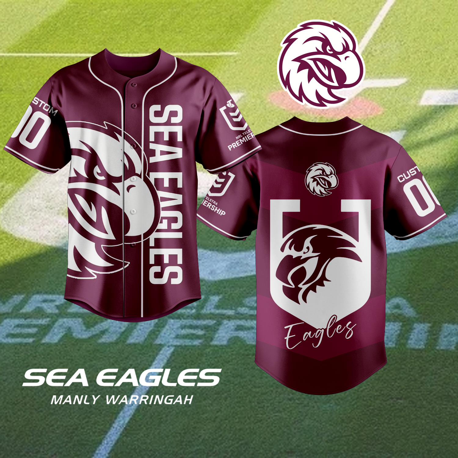 Auspiritmerch Manly Warringah Sea Eagles Personalized Baseball Jersey Gifts For Fans