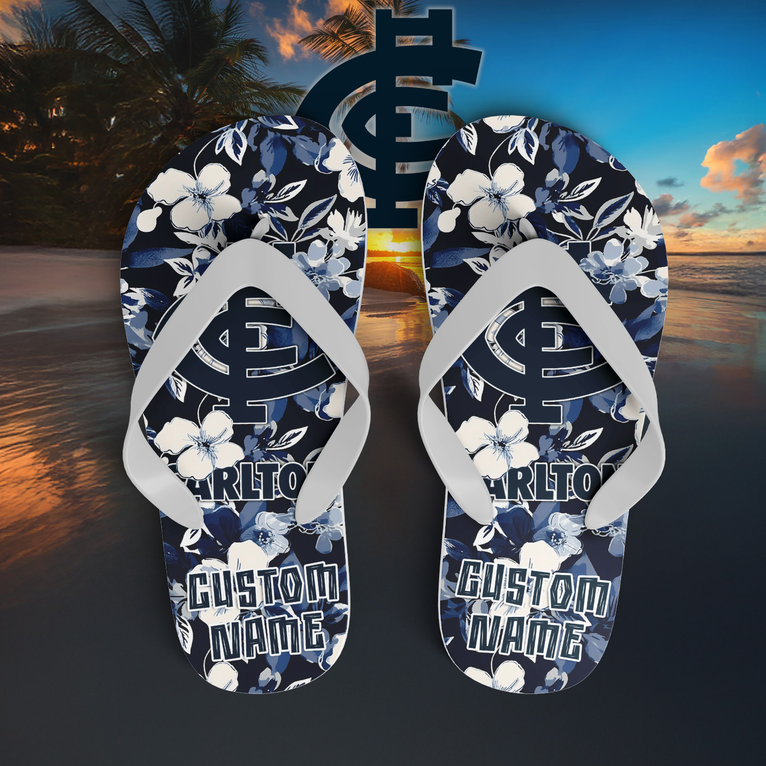 Auspiritmerch Carlton Blues Personalized Flip Flops Gift For Fans