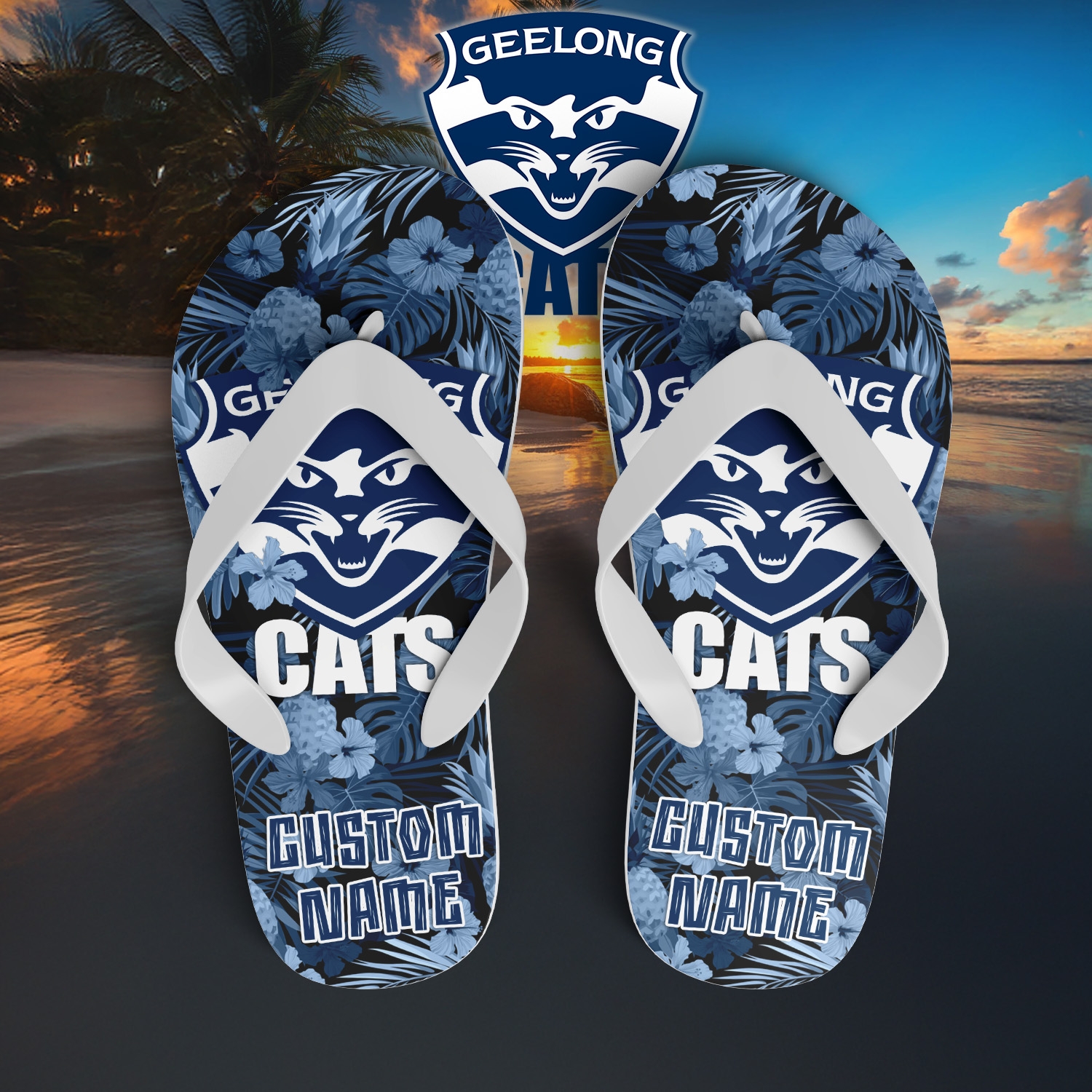 Auspiritmerch Geelong Cats Personalized Flip Flops Gift For Fans