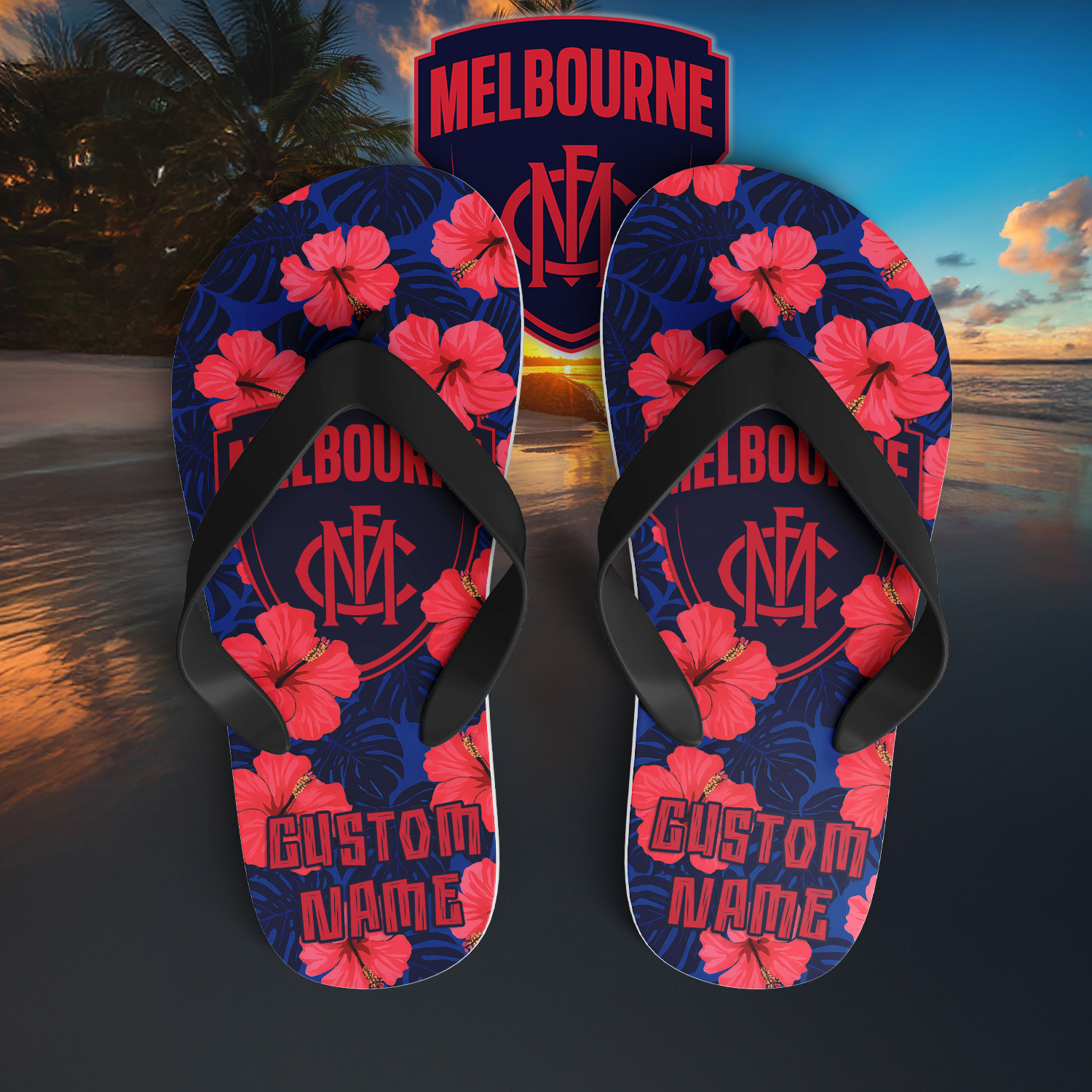 Auspiritmerch Melbourne Demons Personalized Flip Flops Gift For Fans