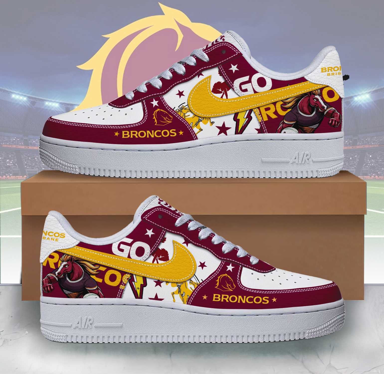 Auspiritmerch Brisbane Broncos Sports Air Low-Top Sneakers Shoes For Men And Women