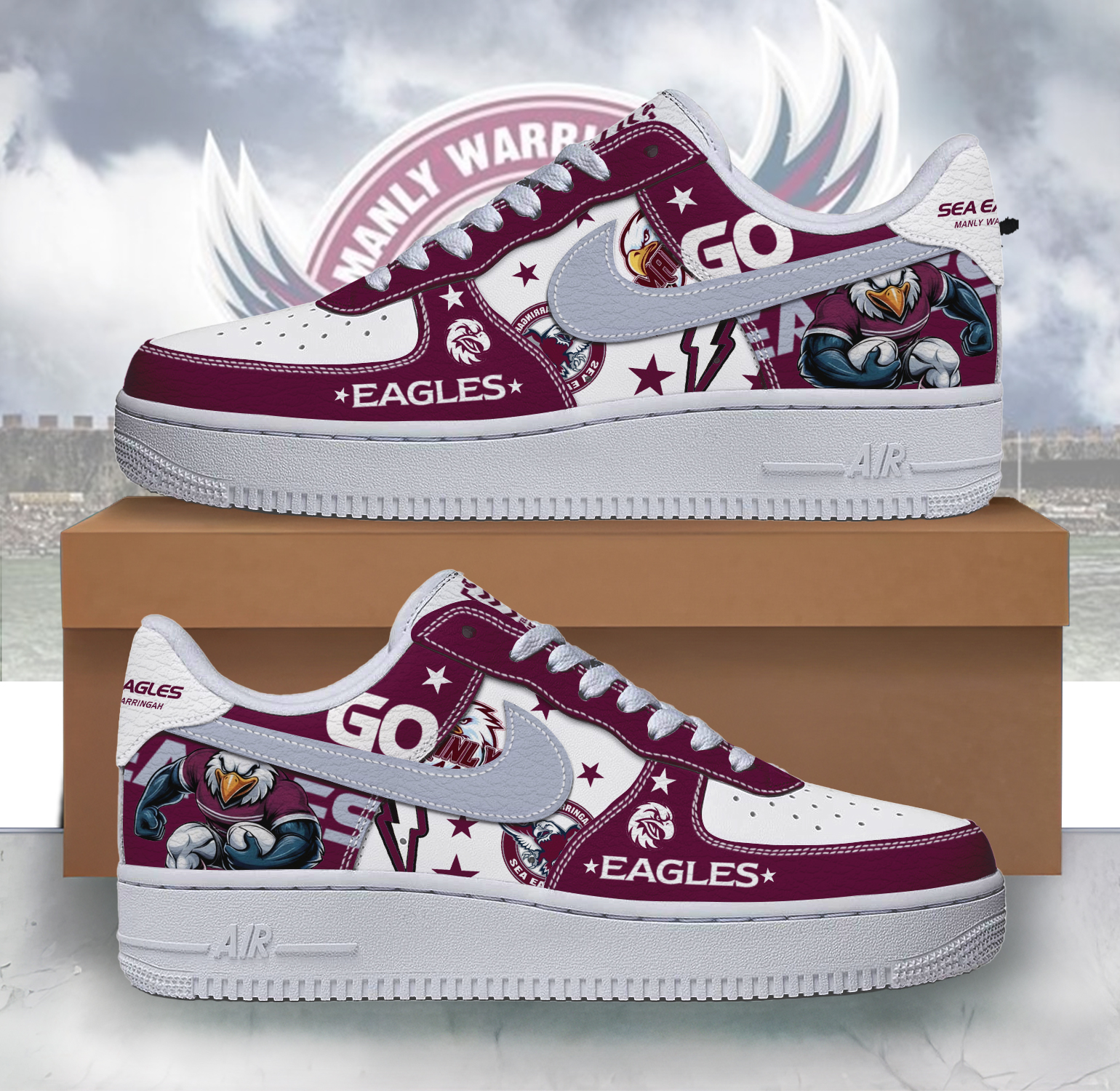 Auspiritmerch Manly Warringah Sea Eagles Sports Air Low-Top Sneakers Shoes For Men And Women