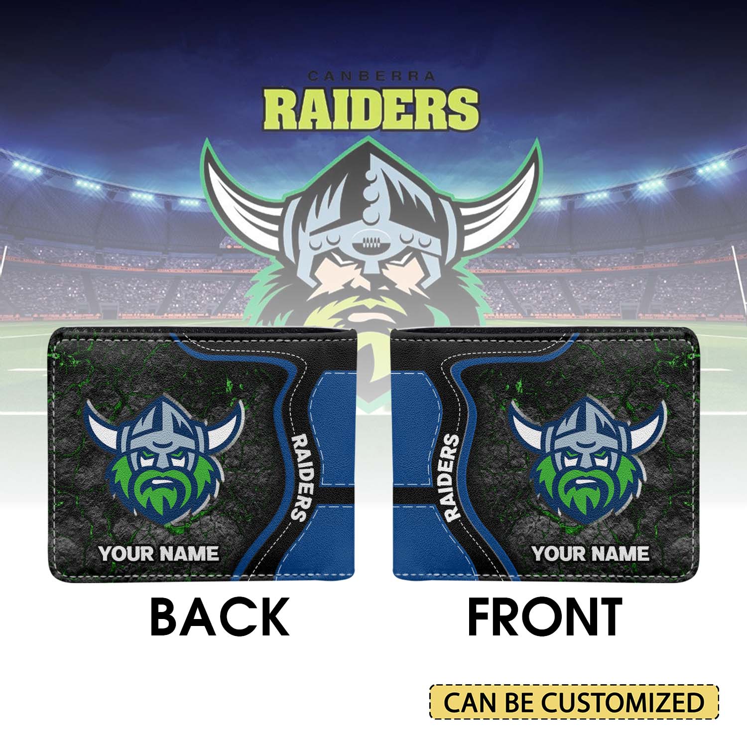 Auspiritmerch Canberra Raiders Personalized Leather Wallet Gift For Fans