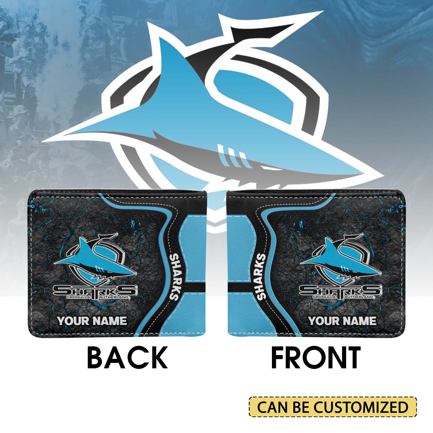Auspiritmerch Cronulla-Sutherland Sharks Personalized Leather Wallet Gift For Fans