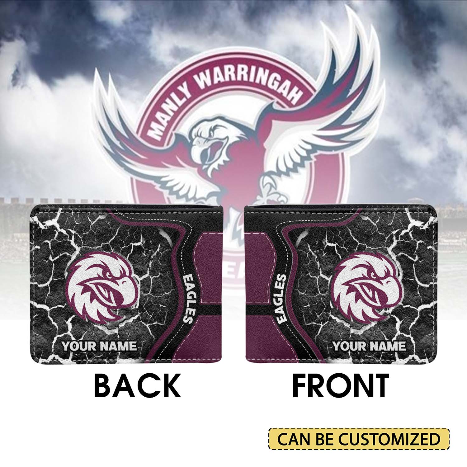 Auspiritmerch Manly Warringah Sea Eagles Personalized Leather Wallet Gift For Fans