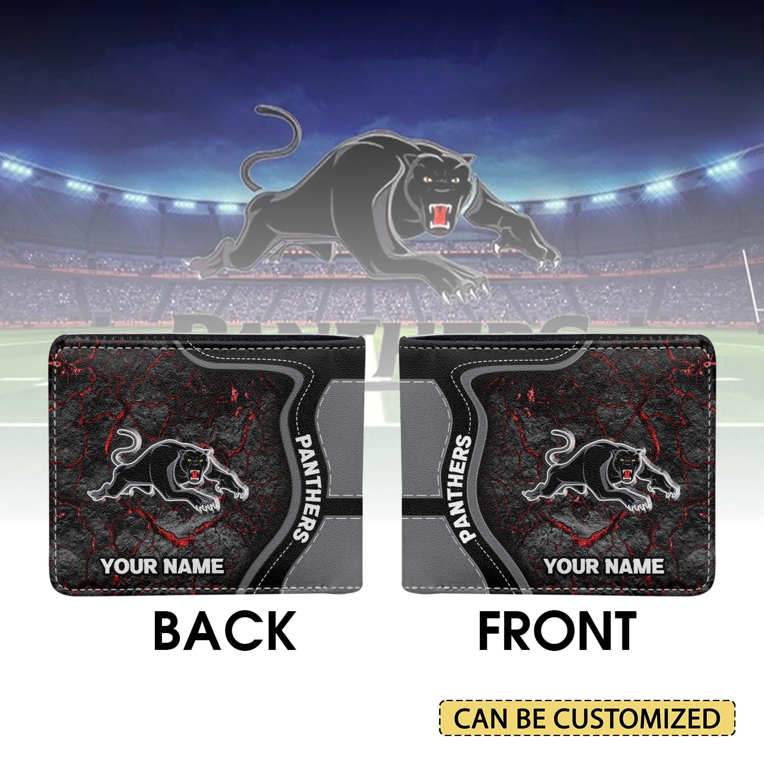 Auspiritmerch Penrith Panthers Personalized Leather Wallet Gift For Fans