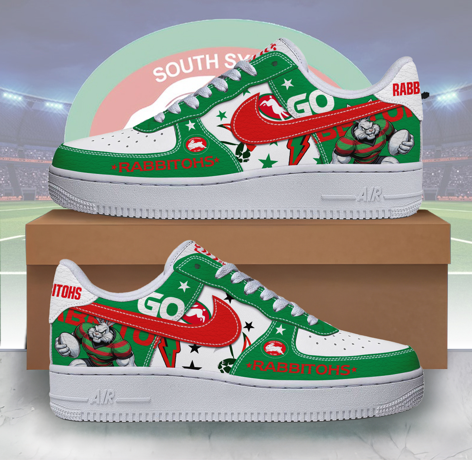 Auspiritmerch South Sydney Rabbitohs Sports Air Low-Top Sneakers Shoes For Men And Women