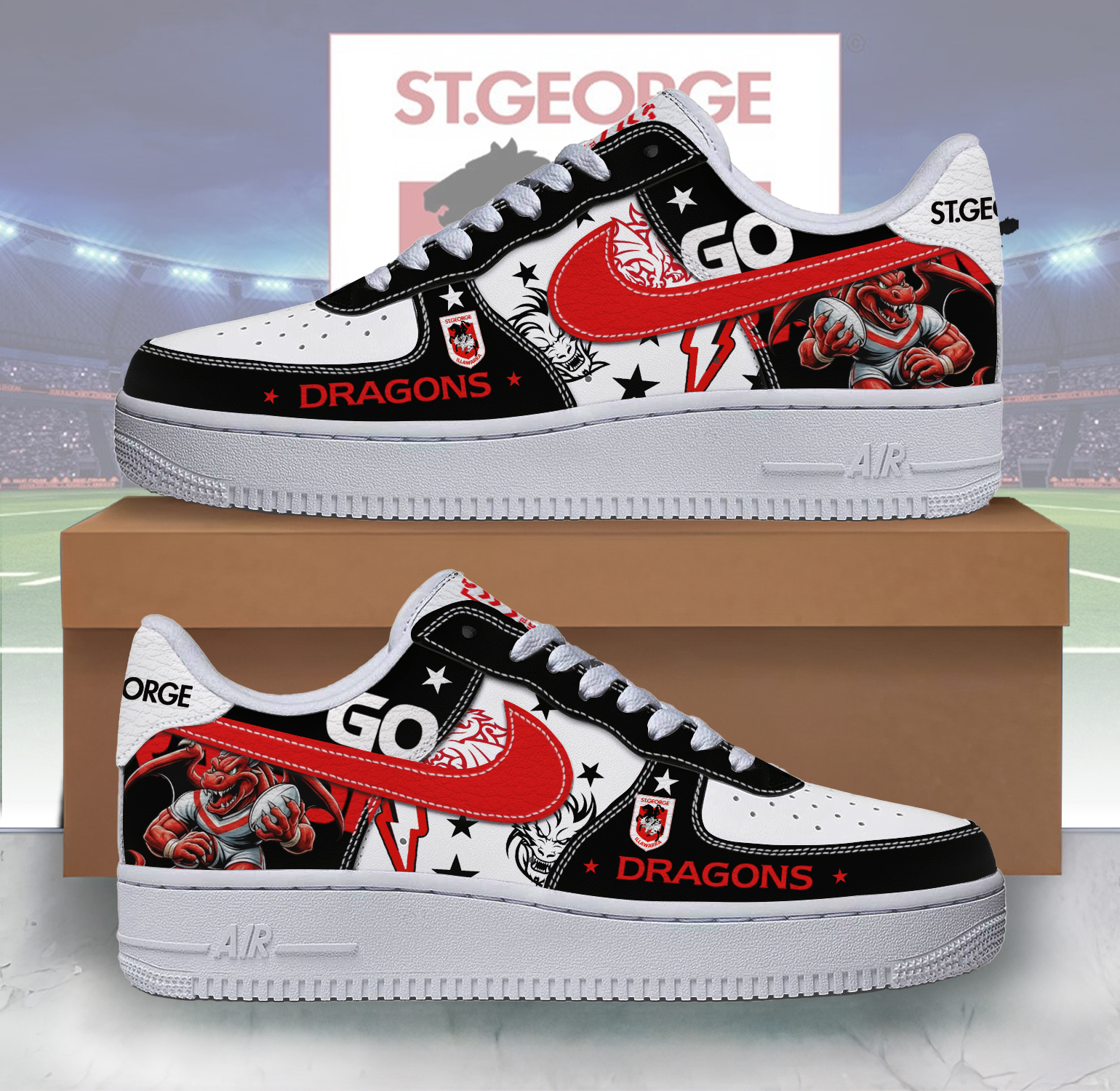 Auspiritmerch St. George Illawarra Dragons Sports Air Low-Top Sneakers Shoes For Men And Women