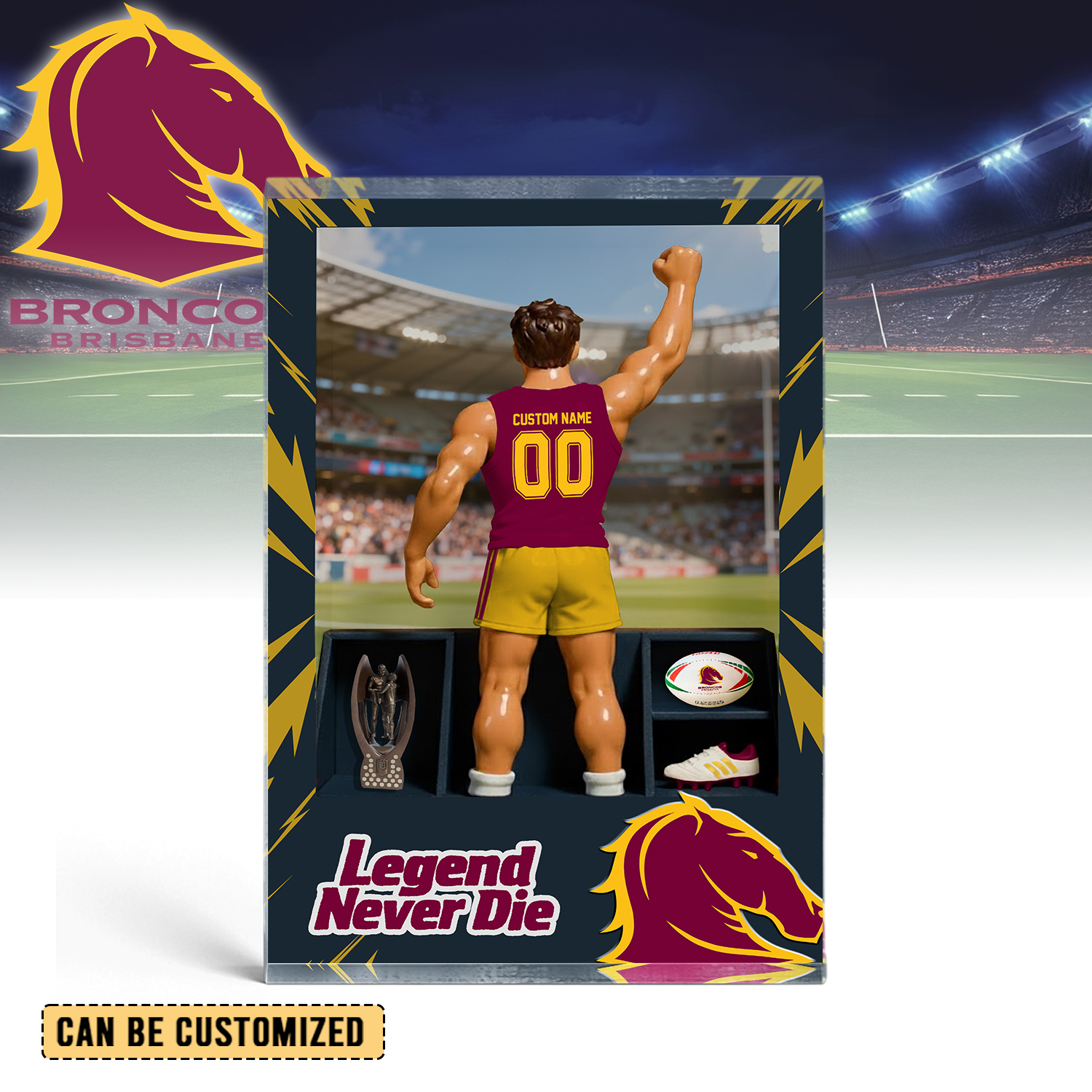 Auspiritmerch Brisbane Broncos Personalized Sports Acrylic Block Plaque Gift For Fans