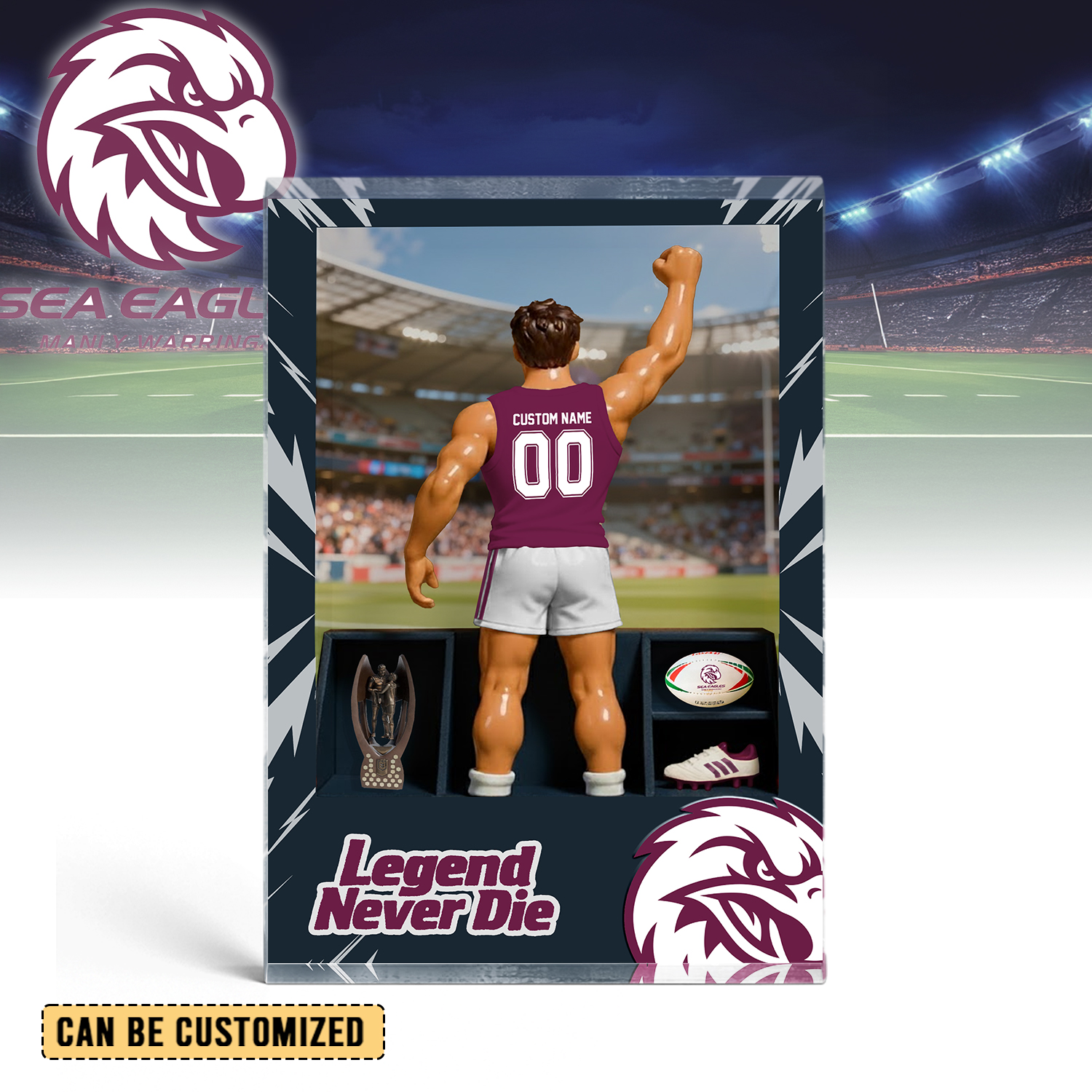 Auspiritmerch Manly Warringah Sea Eagles Personalized Sports Acrylic Block Plaque Gift For Fans