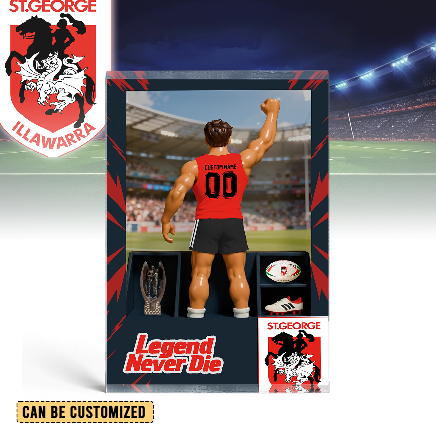 Auspiritmerch St. George Illawarra Dragons Personalized Sports Acrylic Block Plaque Gift For Fans