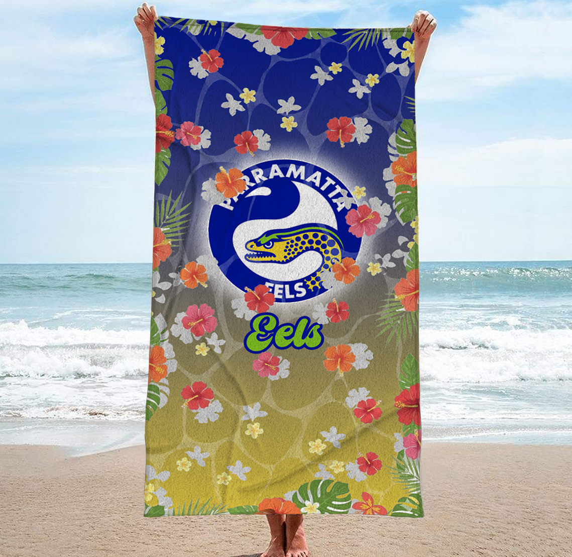 Auspiritmerch Parramatta Eels Personalized Pool Travel Beach and Bath Towels for Kids and Adult