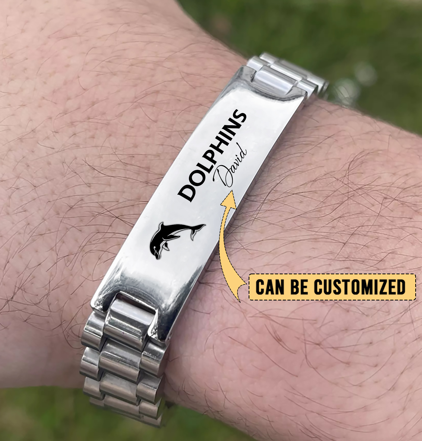 Auspiritmerch Dolphins Personalized Stainless Steel Bracelet Gift For Fans