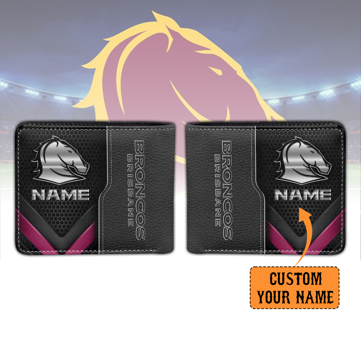 Auspiritmerch Brisbane Broncos Personalized Leather Wallet Gift For Fans