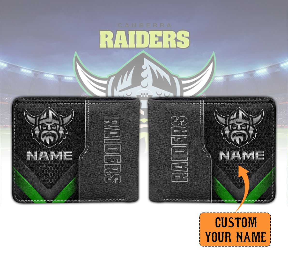 Auspiritmerch Canberra Raiders Personalized Leather Wallet Gift For Fans