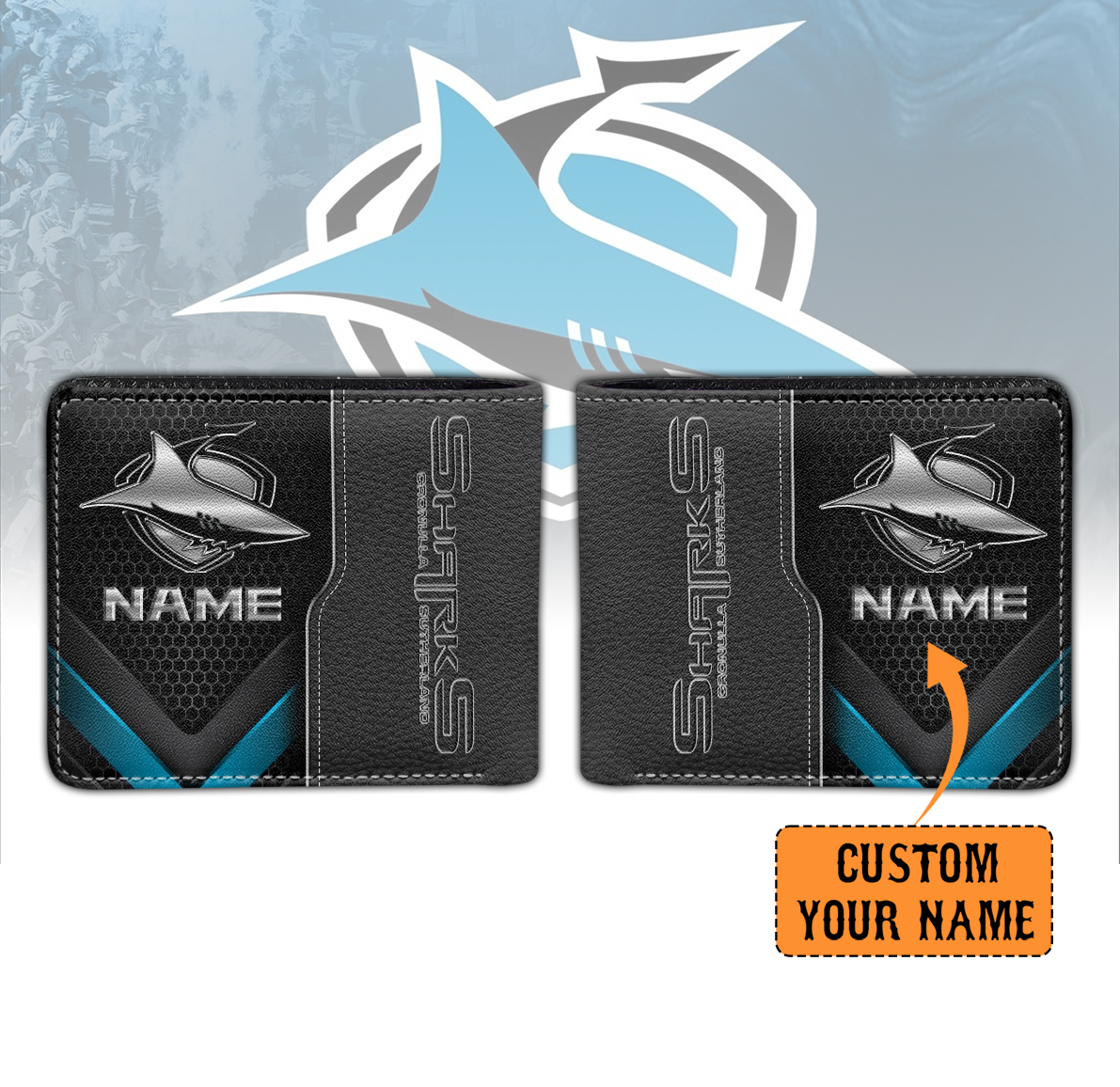 Auspiritmerch Cronulla-Sutherland Sharks Personalized Leather Wallet Gift For Fans