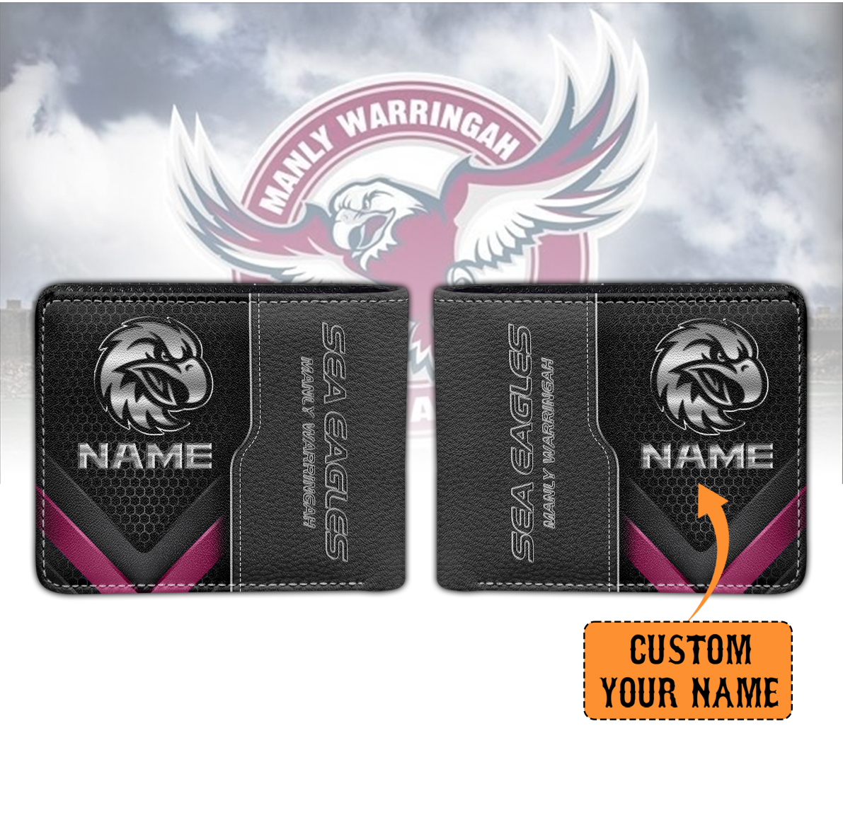 Auspiritmerch Manly Warringah Sea Eagles Personalized Leather Wallet Gift For Fans