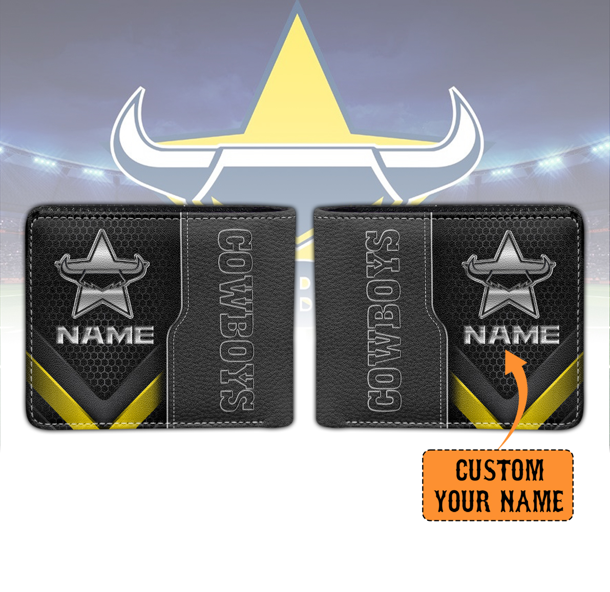 Auspiritmerch North Queensland Cowboys Personalized Leather Wallet Gift For Fans