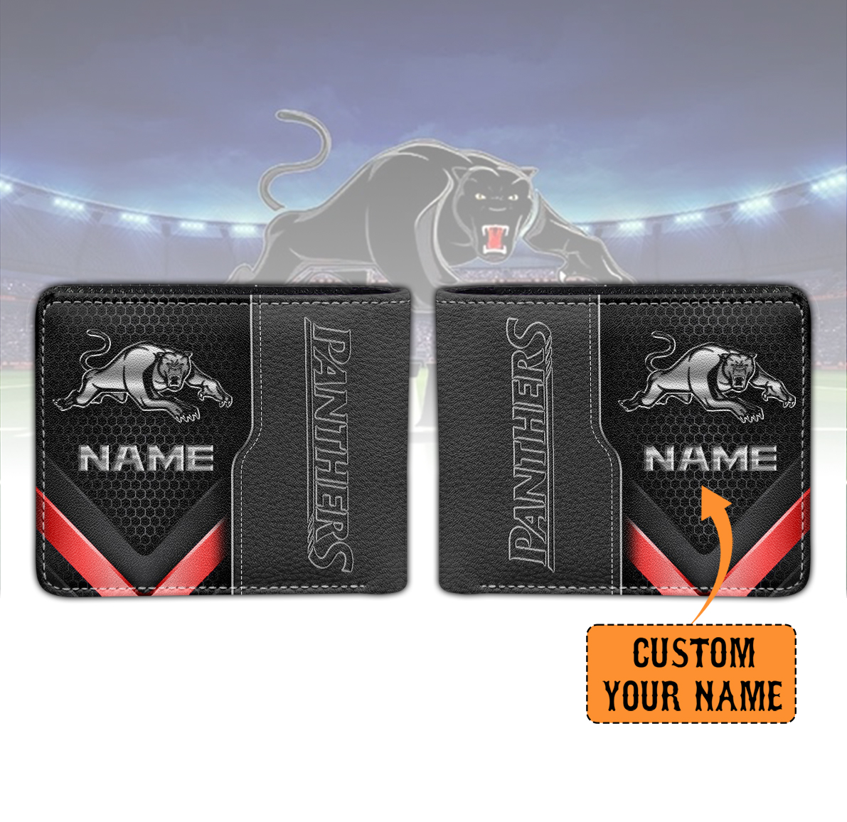 Auspiritmerch Penrith Panthers Personalized Leather Wallet Gift For Fans
