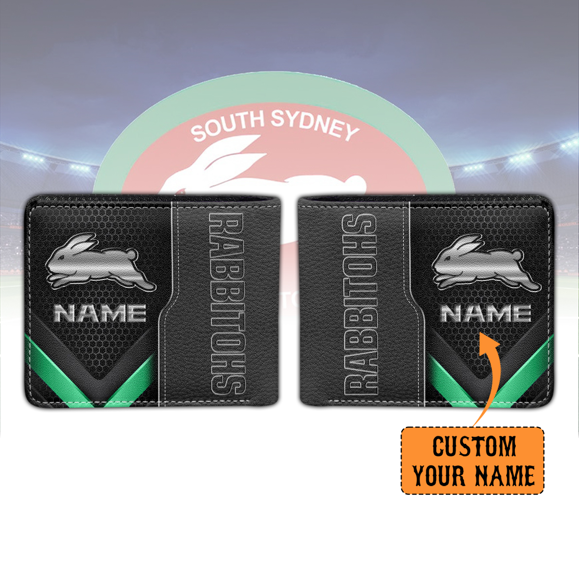 Auspiritmerch South Sydney Rabbitohs Personalized Leather Wallet Gift For Fans
